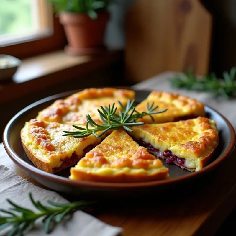 Tortilla de patata con cebolla caramelizada y romero: Desayuno español sin lactosa