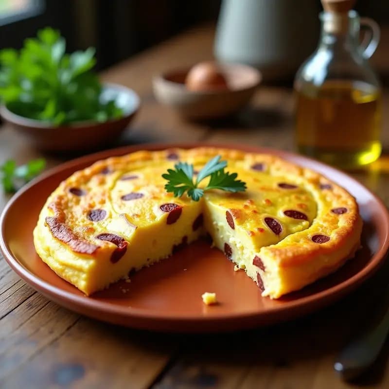 Tortilla de Patata con Chorizo Vegano: Receta Española Fusion Sin Lactosa