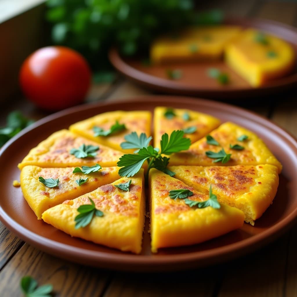 Tortilla de Patata con Cúrcuma y Cilantro: Receta Española Vegana en Thermomix