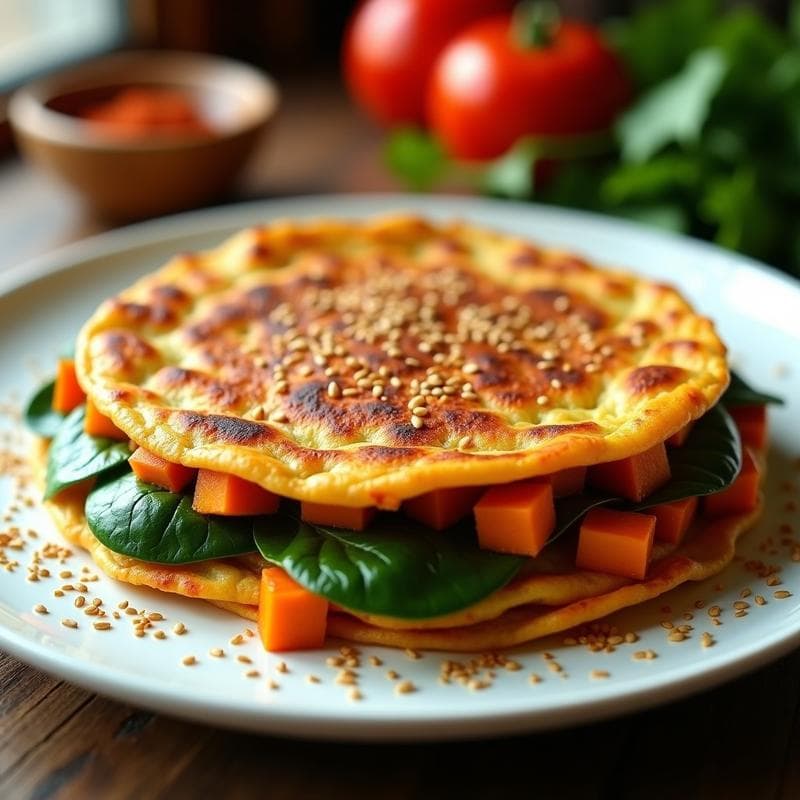 Tortilla de Patata Dulce y Espinacas: Receta Vegana Alta en Hierro y Sin Gluten
