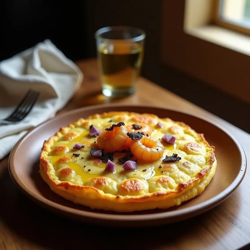 Tortilla de Patata con Ebi Trufada: Receta Gourmet en Airfryer sin Voltear