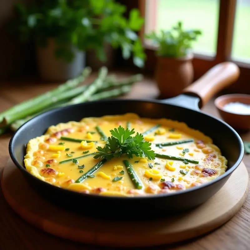 Tortilla de Patata y Espárragos Verdes: Receta Española de Primavera en Sartén