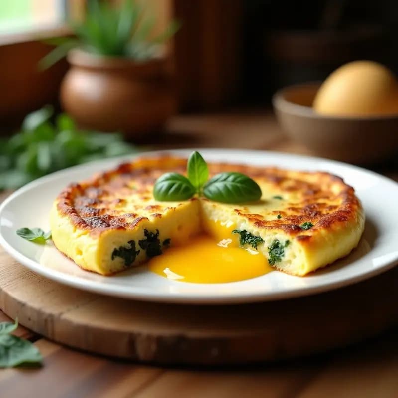 Tortilla de Patata y Espinaca en Olla GM: Receta Esponjosa con Yema Líquida en 20 Minutos