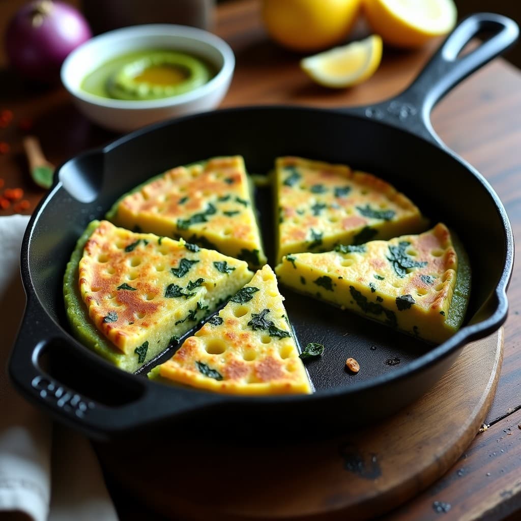 Tortilla de Patata y Espirulina con Alioli de Ajo Negro: Receta Vegana en Sartén
