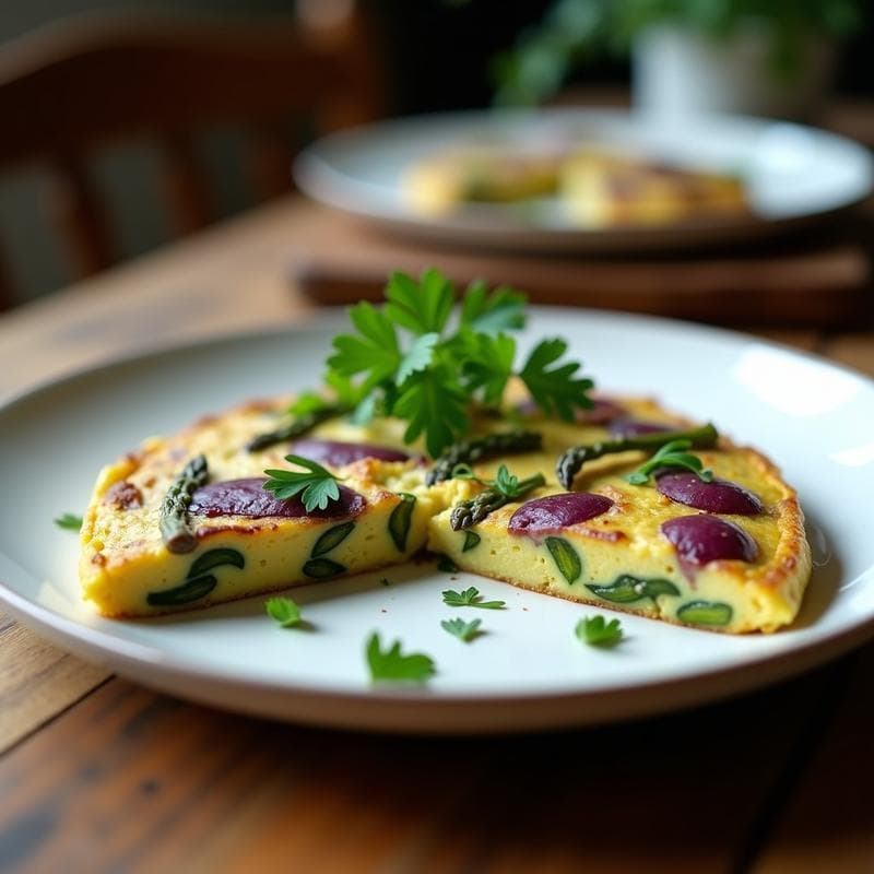 Tortilla de Patata Morada y Espárragos Verdes: Receta en Olla Lenta Sin Esfuerzo y Sin Gluten