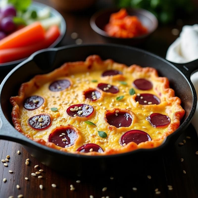 Tortilla de Patata Morada y Kimchi: Receta Fusion Coreana-Española Probiótica