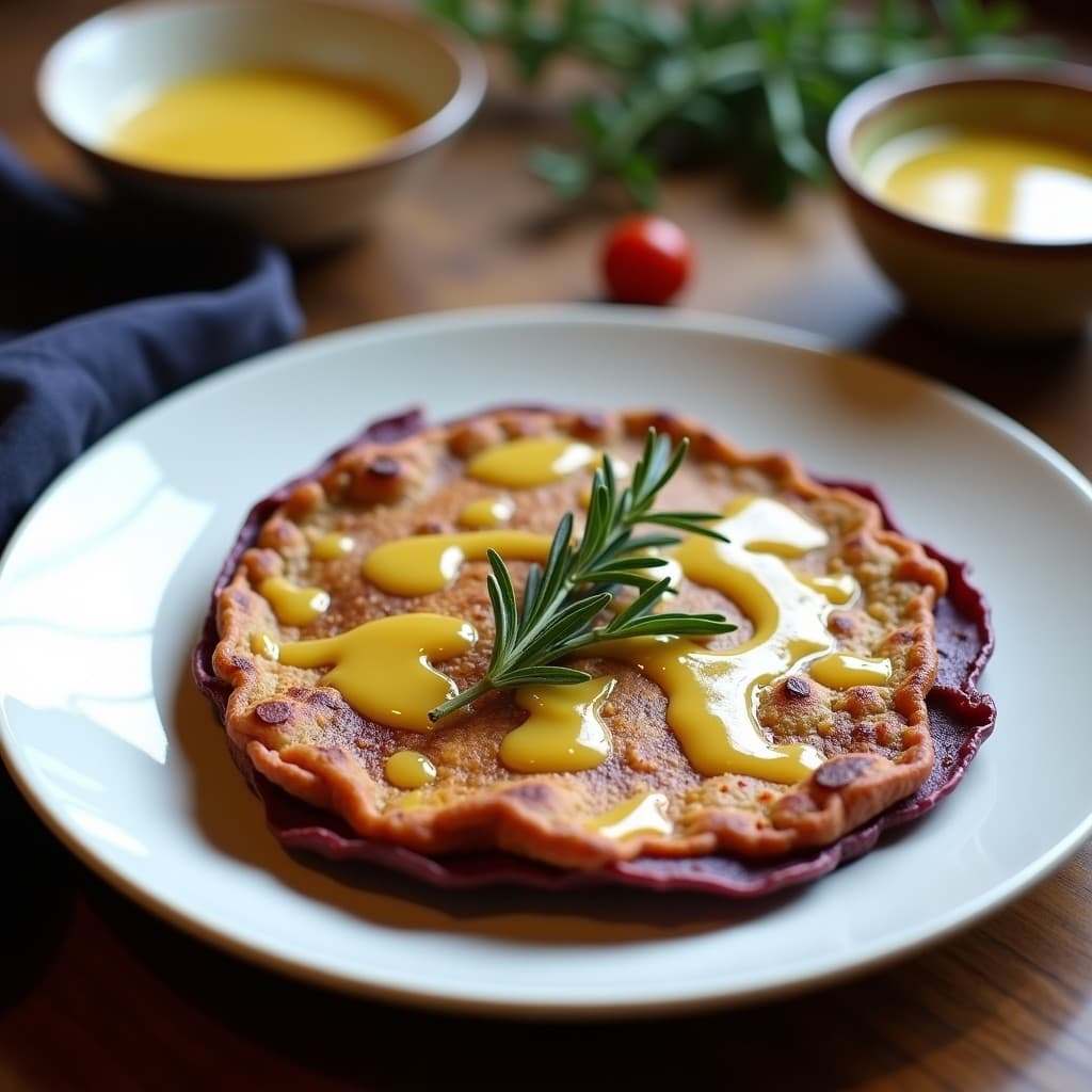 Tortilla de Patata Morada y Queso de Cabra: Receta Vegana en Airfryer con Vinagreta de Miel