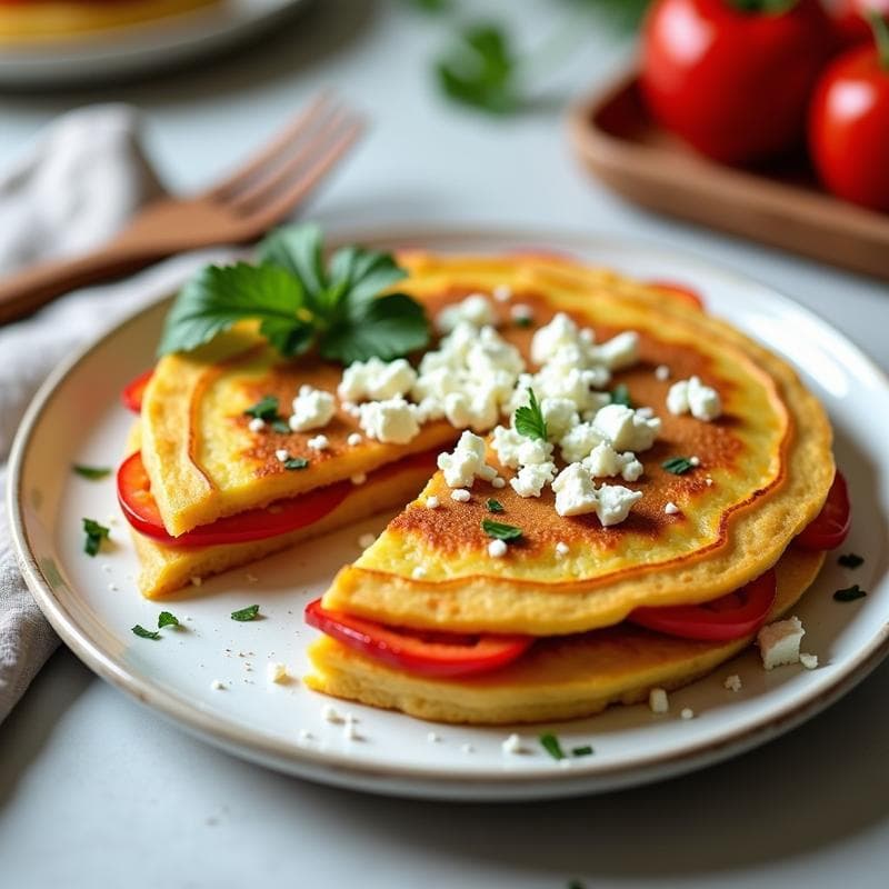 Tortilla de Patata con Pimientos Asados y Queso Feta: Receta en Airfryer y Sin Harina