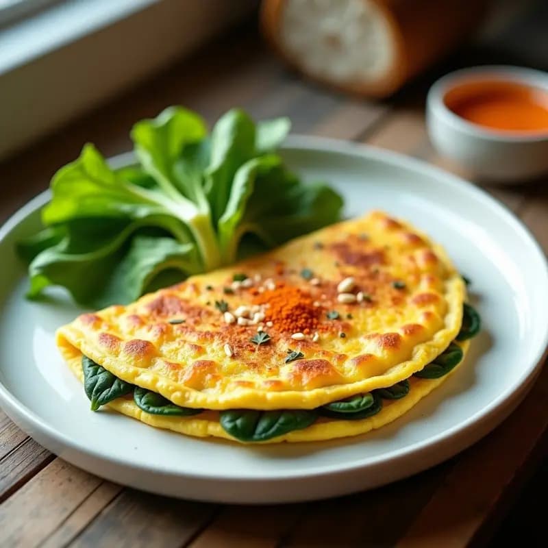 Tortilla de Patatas con Espinacas y Lechuga: Receta Española de Desayuno Fit