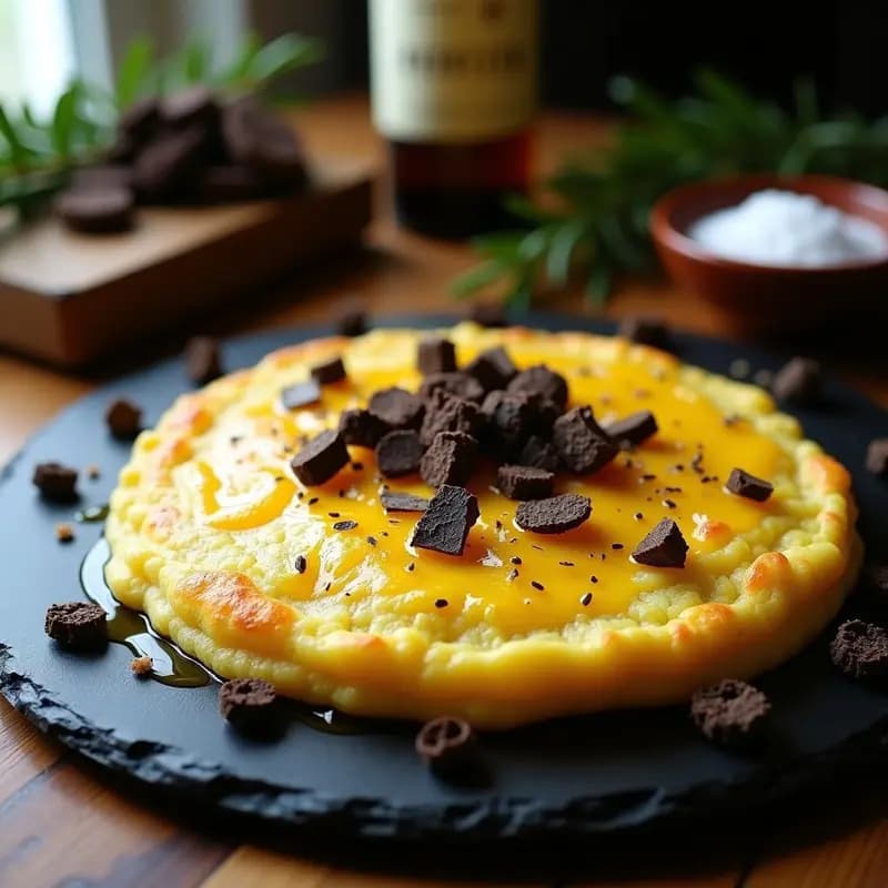 Tortilla de Patatas con Trufa Negra y Aceite de Oliva Virgen: Receta Española Premium