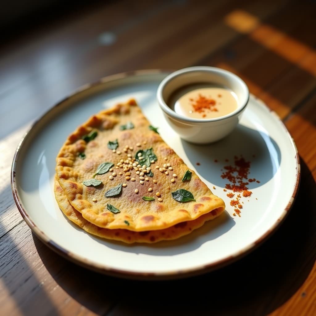 Tortilla de Harina de Teff y Espinacas con Salsa de Tahini: Desayuno Etiopíe Sin Gluten