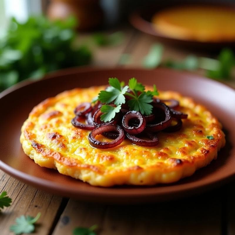 Tortilla de Yuca Fermentada y Cebolla Caramelizada: Receta Brasileña Sin Gluten en Sartén