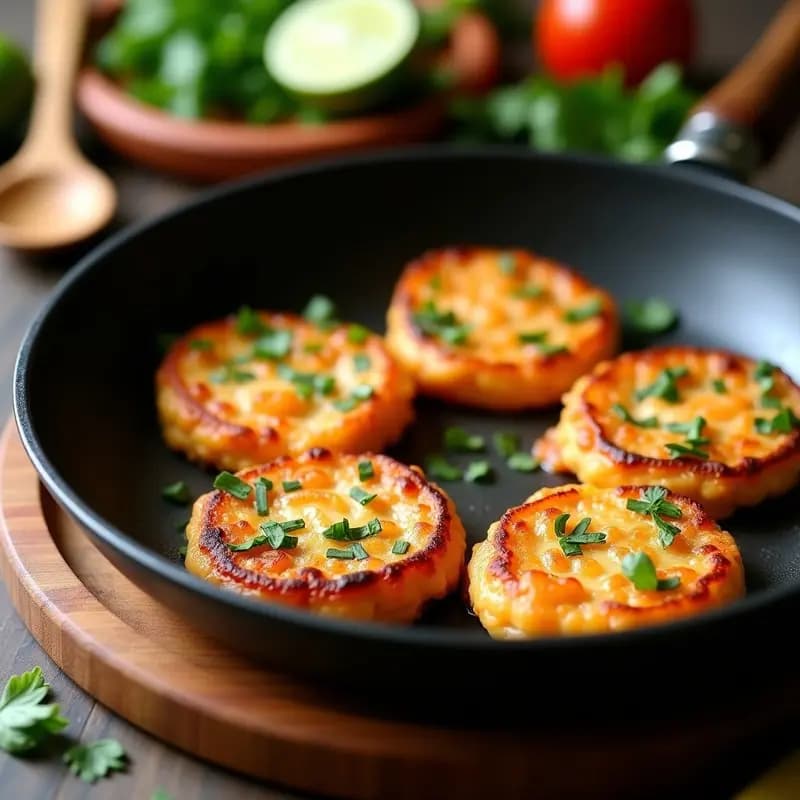Tortillas de Camarones y Culantro: Receta Ecuatoriana sin Harina en Sartén