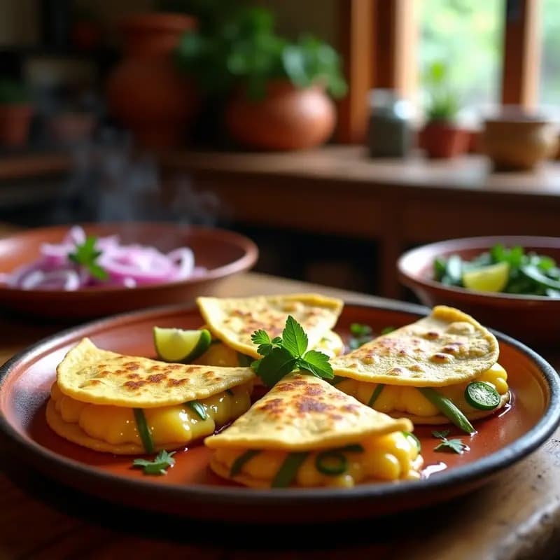 Tortillas de Maíz con Tlapeño y Queso Oaxaca: Desayuno Mexicano en Comal de Barro