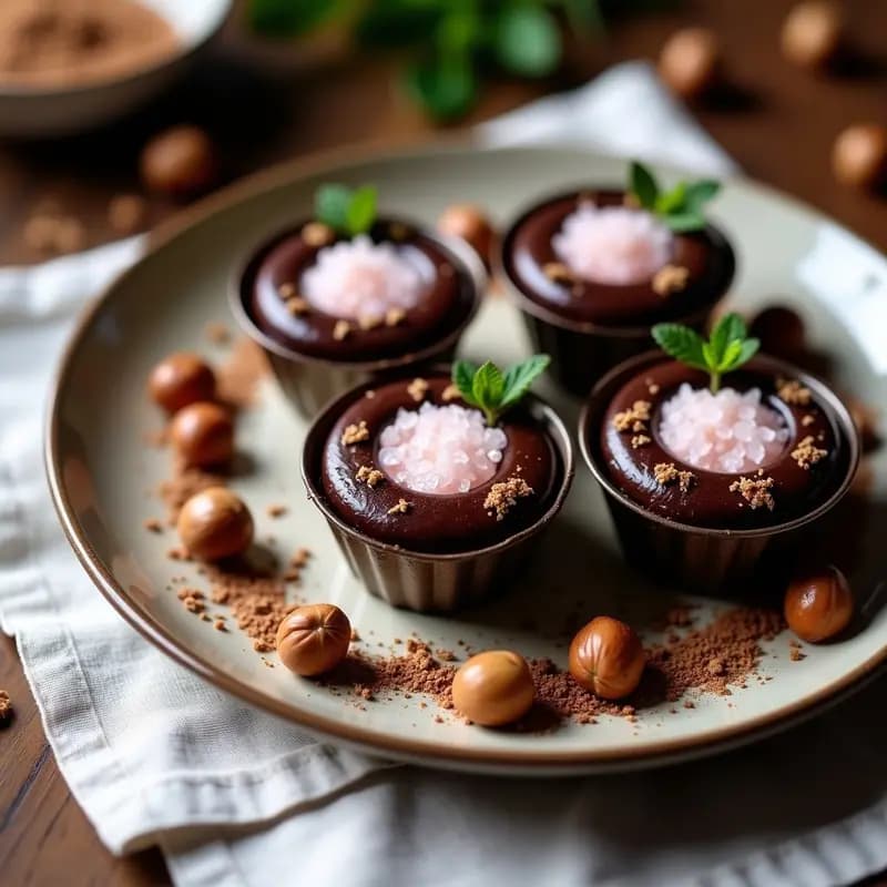 Tortini de Chocolate y Avellanas con Center de Sal de Himalaya: Postre Italiano Keto en 15 Minutos