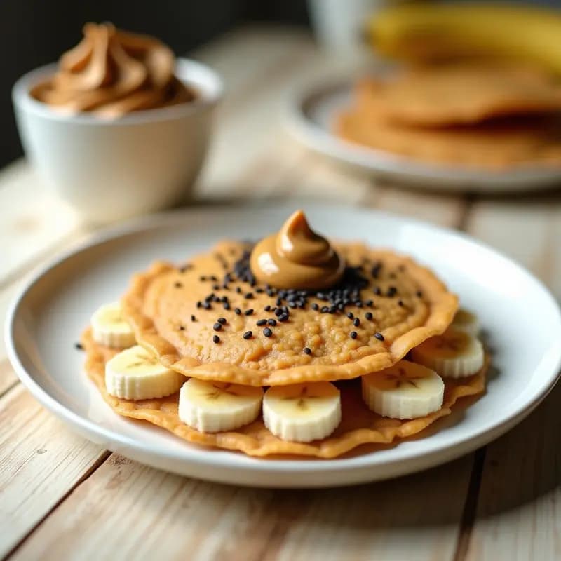 Tortita de Arroz Inflado con Crema de Cacahuete y Plátano: Desayuno Coreano Rápido y Vegano