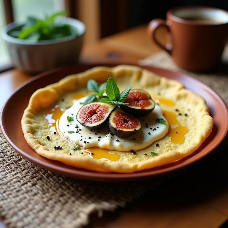 Tortita de Maíz Azul con Higos Asados y Queso de Anacardos: Desayuno Mexicano Vegano