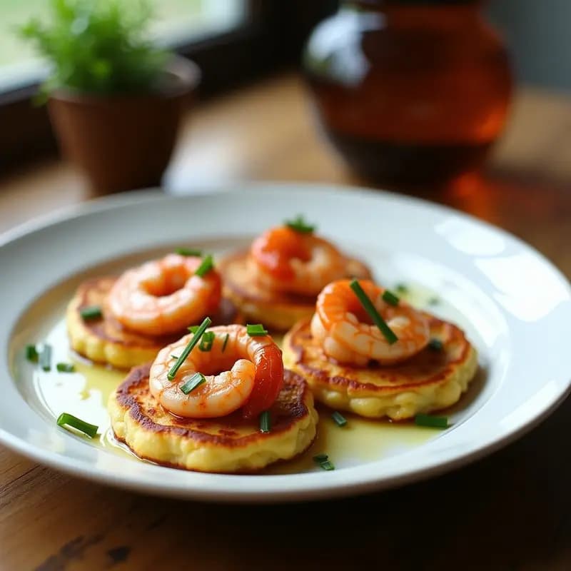 Tortitas de Ajo Negro y Gambas: Receta Rápida y Sofisticada en 15 Minutos