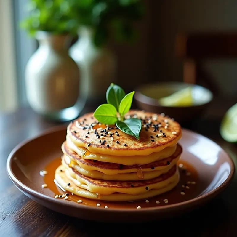 Tortitas de Arroz Glutinoso con Sésamo y Miel de Agave: Postre Tailandés Sin Gluten