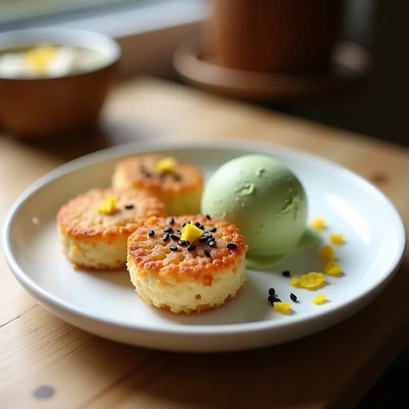 Tortitas de Arroz Inflado con Helado de Té Verde: Postre Japonés Sin Harina y Sin Azúcar
