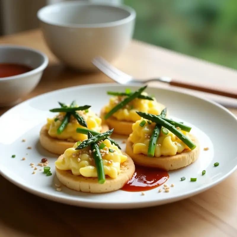 Tortitas de Arroz con Huevos y Espárragos Trigueros: Desayuno Coreano Saludable en 10 Minutos