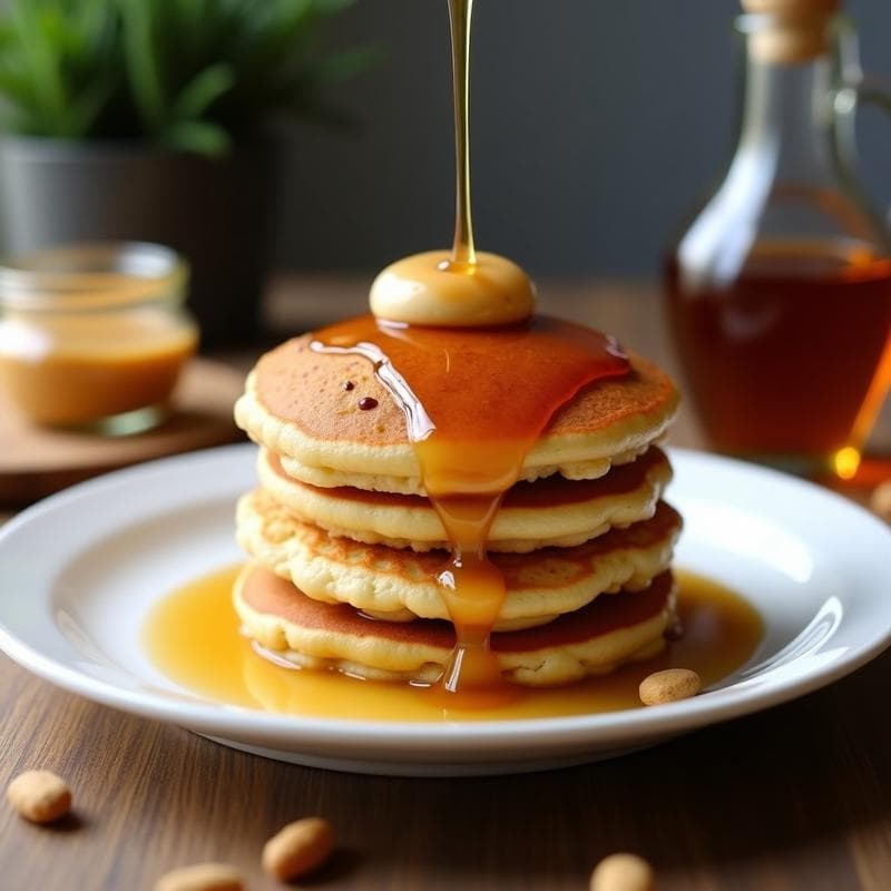 Tortitas de Arroz Inflado y Cacahuete con Sirope de Arce: Desayuno Americano Energético y Sin Gluten