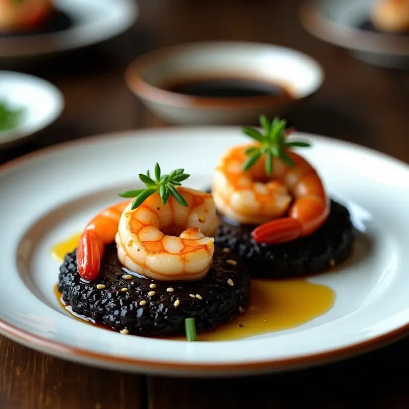 Tortitas de Arroz Negro con Gambas: Receta Asiática Fácil y Rápida para Sorprender