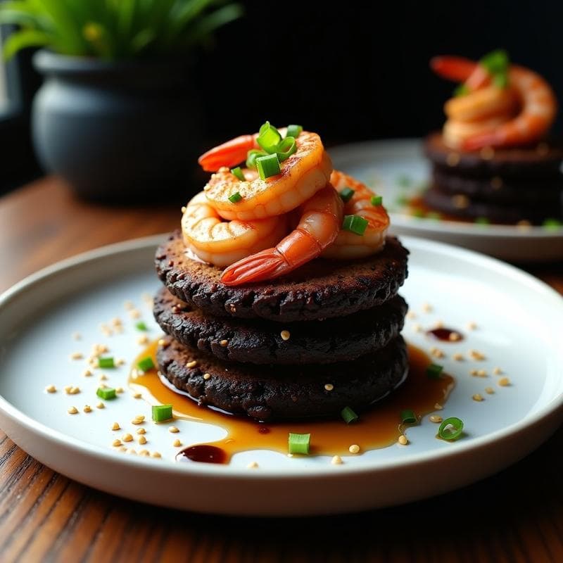 Tortitas de Arroz Negro con Gambas: Receta Umami Rápida y Alta en Proteína