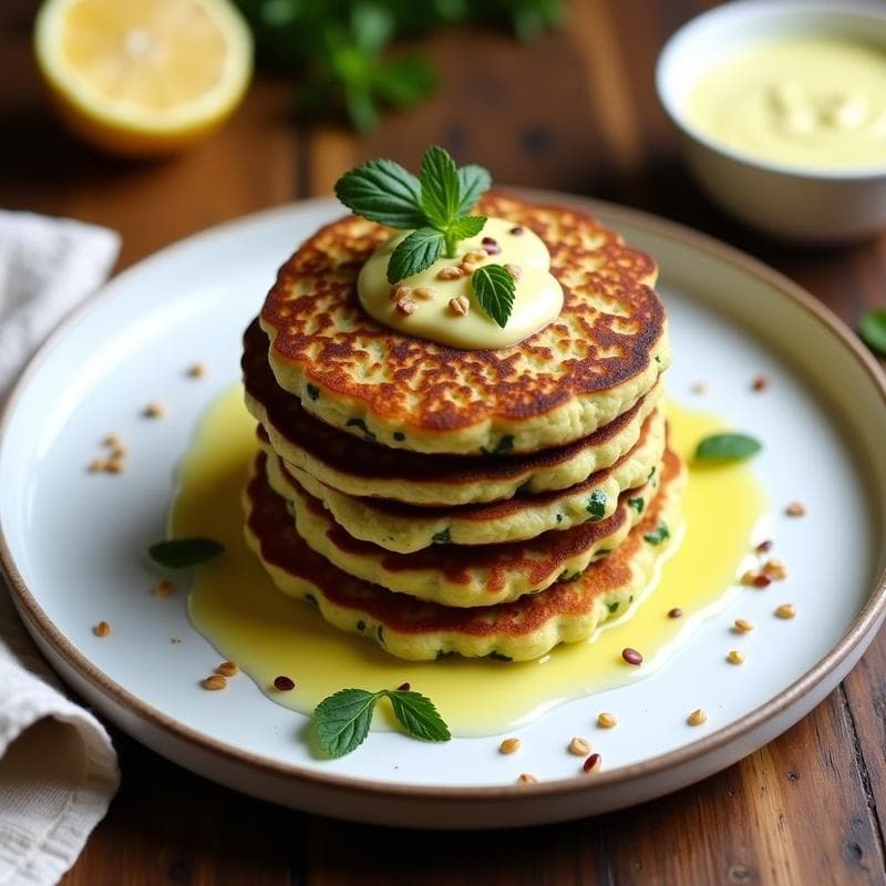 Tortitas de Calabacín y Semillas de Chávez con Dip de Yogur de Soja: Desayuno Vegano y Keto