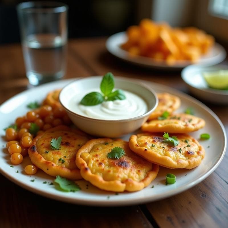 Tortitas de Calabacín y Garbanzos con Dip de Yogur de Soja: Aperitivo Mediterráneo Sin Gluten