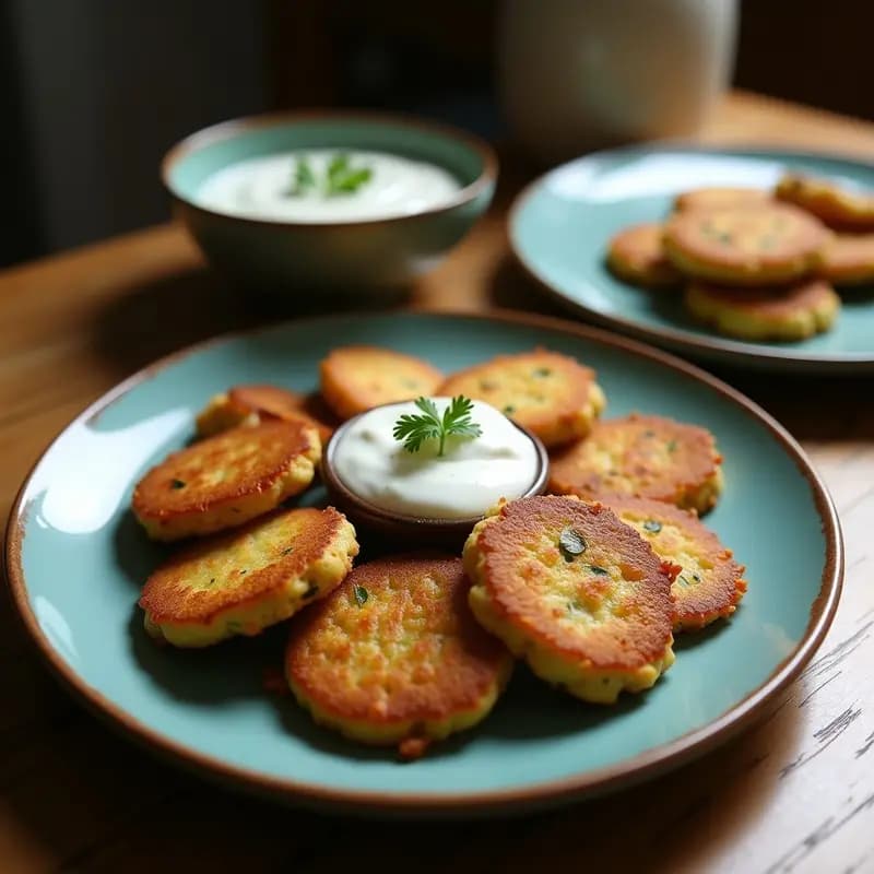 Tortitas de Calabacín y Harina de Garbanzo con Dip de Yogur de Coco: Receta Egipcia Vegana