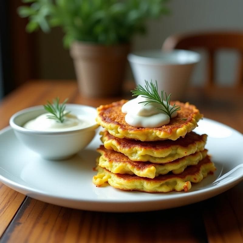Tortitas de Calabacín y Huevo con Salsa de Yogur y Eneldo: Desayuno Rápido y Keto