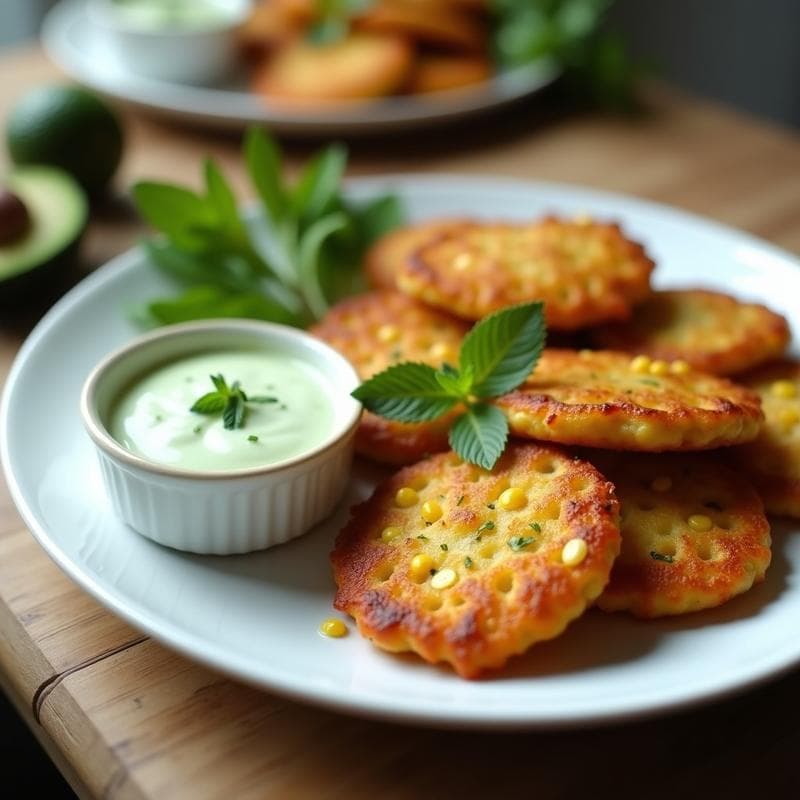 Tortitas de Calabacín y Maíz con Salsa de Yogur y Menta: Receta en Airfryer Sin Harina