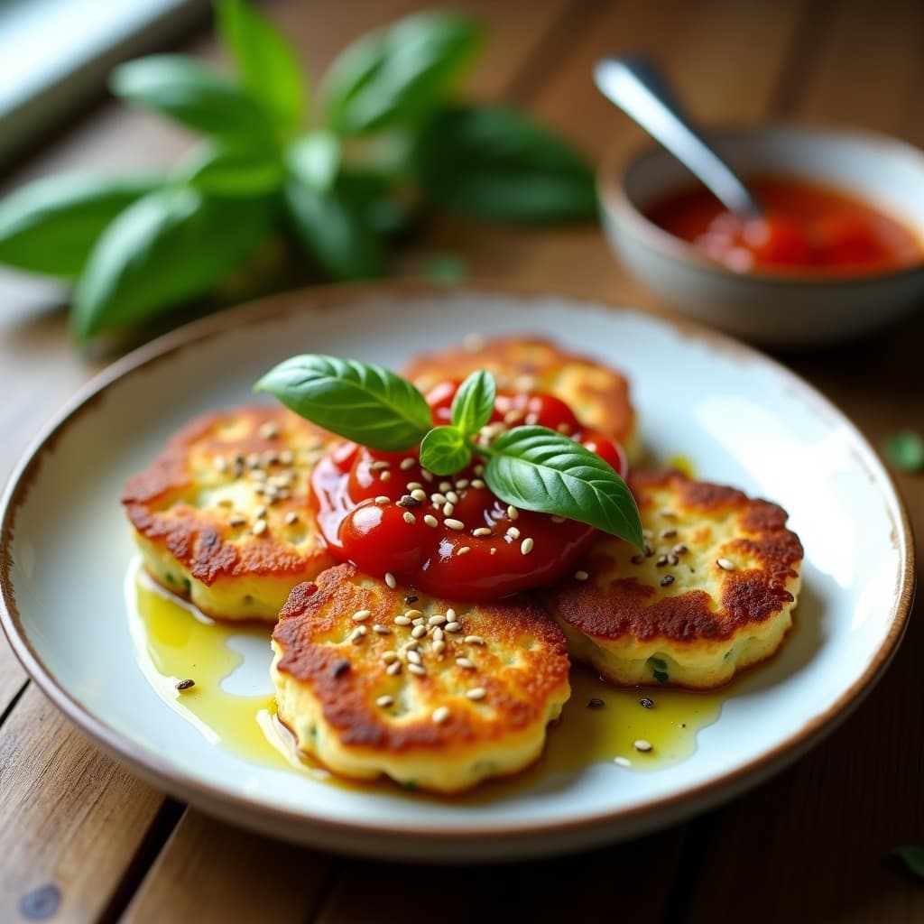 Tortitas de Calabacín y Queso de Cabra con Mermelada de Tomate: Desayuno Salado y Gourmet
