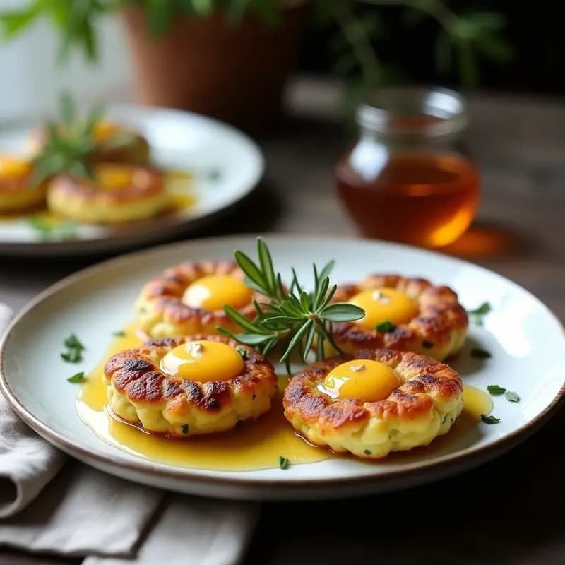 Tortitas de Calabacín y Queso de Cabra con Miel de Romero: Desayuno Francés en Sartén