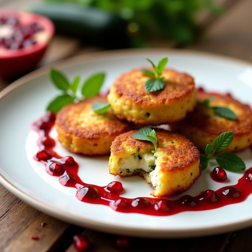 Tortitas de Calabacín y Queso de Cabra con Salsa de Granadina: Aperitivo Persa en Airfryer