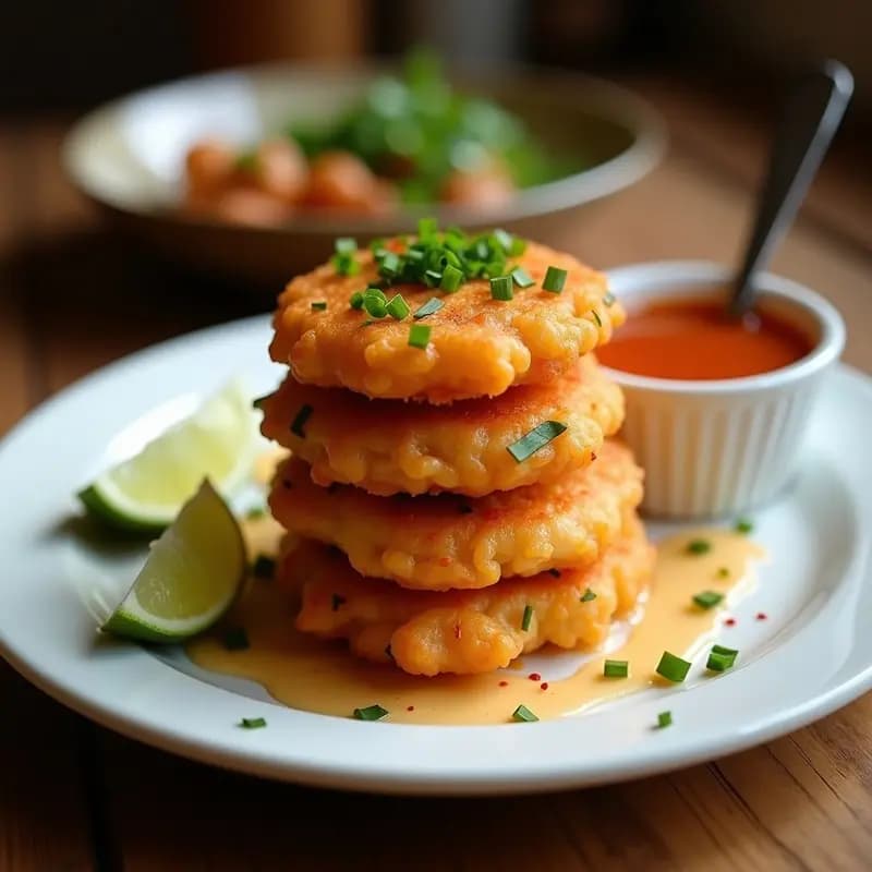 Tortitas de Camarón con Salsa de Tamarindo: Aperitivo Tailandés Crujiente y Picante