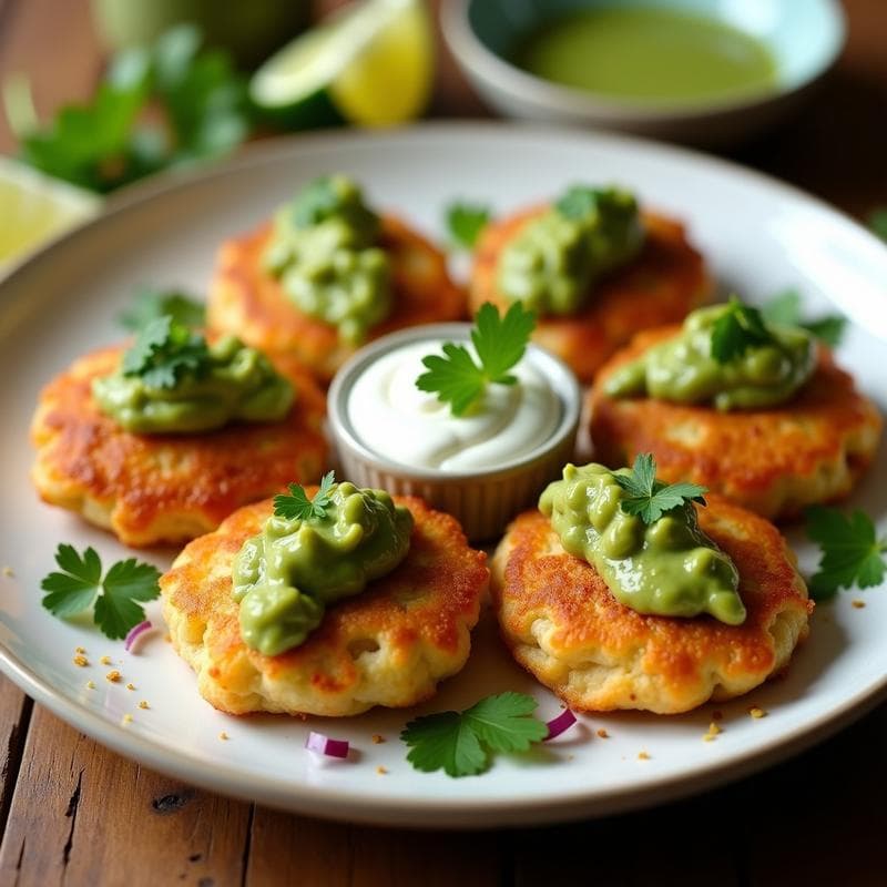 Tortitas de Camarones y Aguacate con Salsa Verde: Receta Mexicana en 15 Minutos con Toque Crujiente
