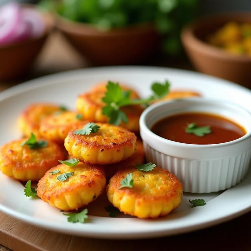 Tortitas de Camarones y Cúrcuma con Salsa de Tamarindo: Receta India Crujiente en Airfryer
