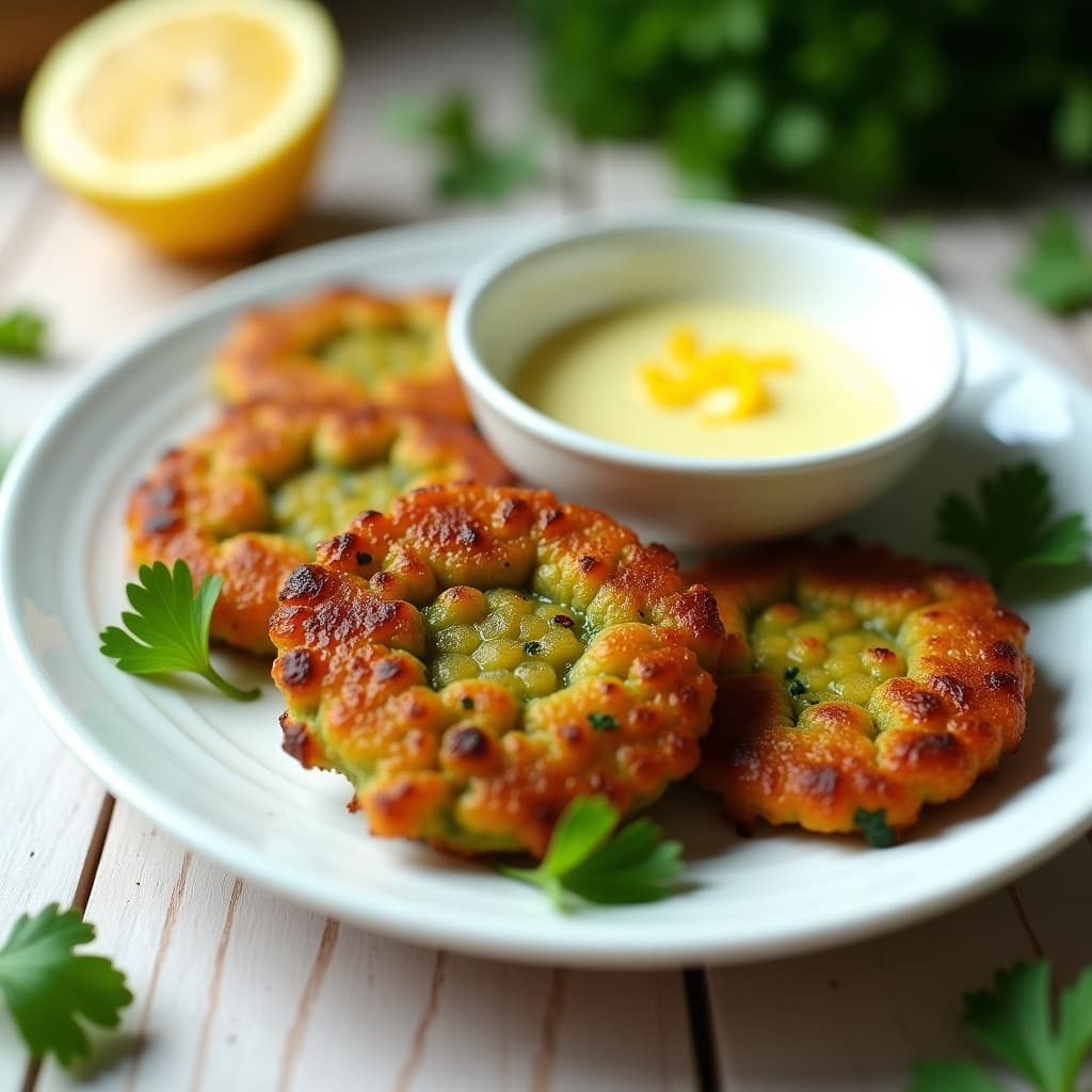 Tortitas de Camarones y Espirulina: Aperitivo Vegano con Salsa de Limón y Ajo en Airfryer