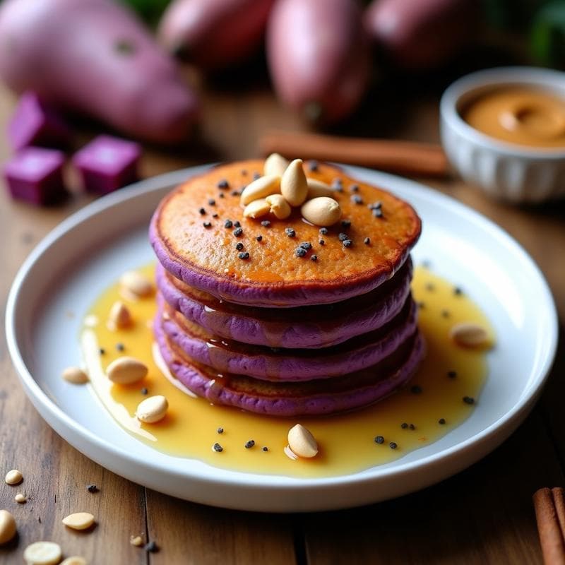 Tortitas de Camote y Cacahuete: Desayuno Keto y Sin Harina con Sirope de Agave