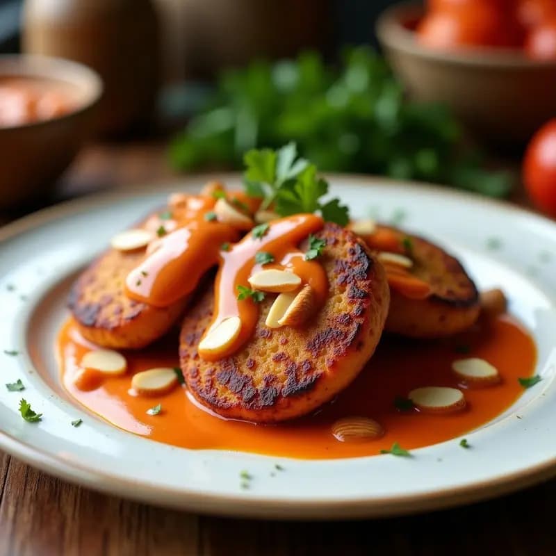Tortitas de Camote y Cebolla Morada con Romesco de Almendras: Entrante Español en Airfryer