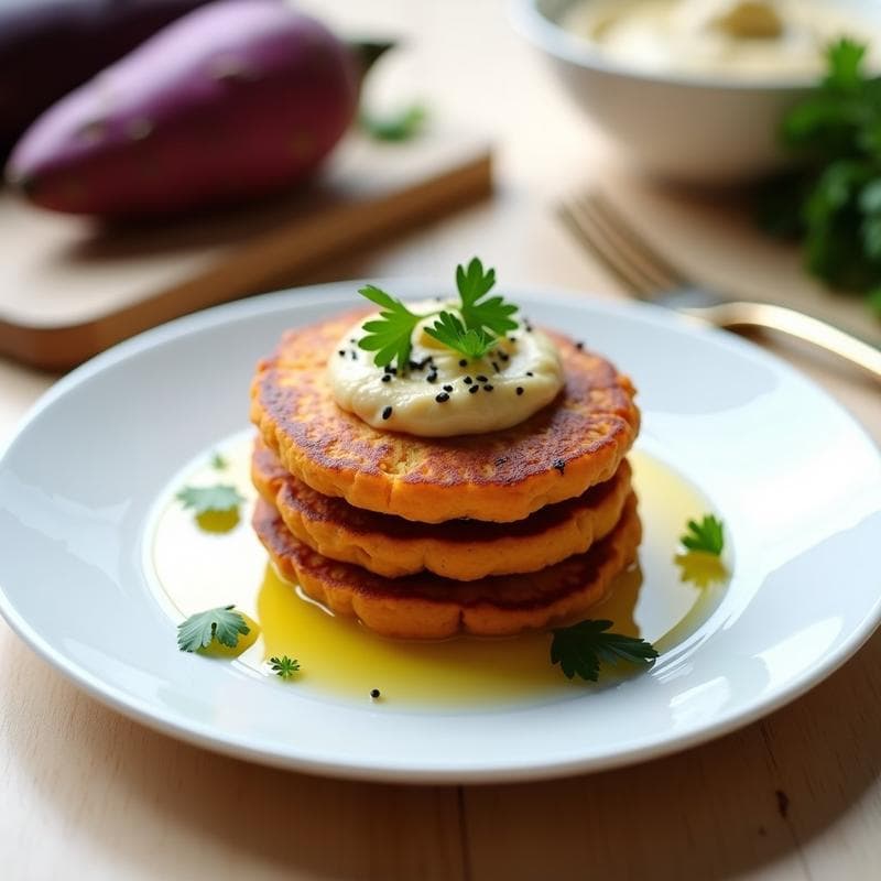 Tortitas de Camote y Linaza con Topping de Hummus: Desayuno Keto Sin Harina