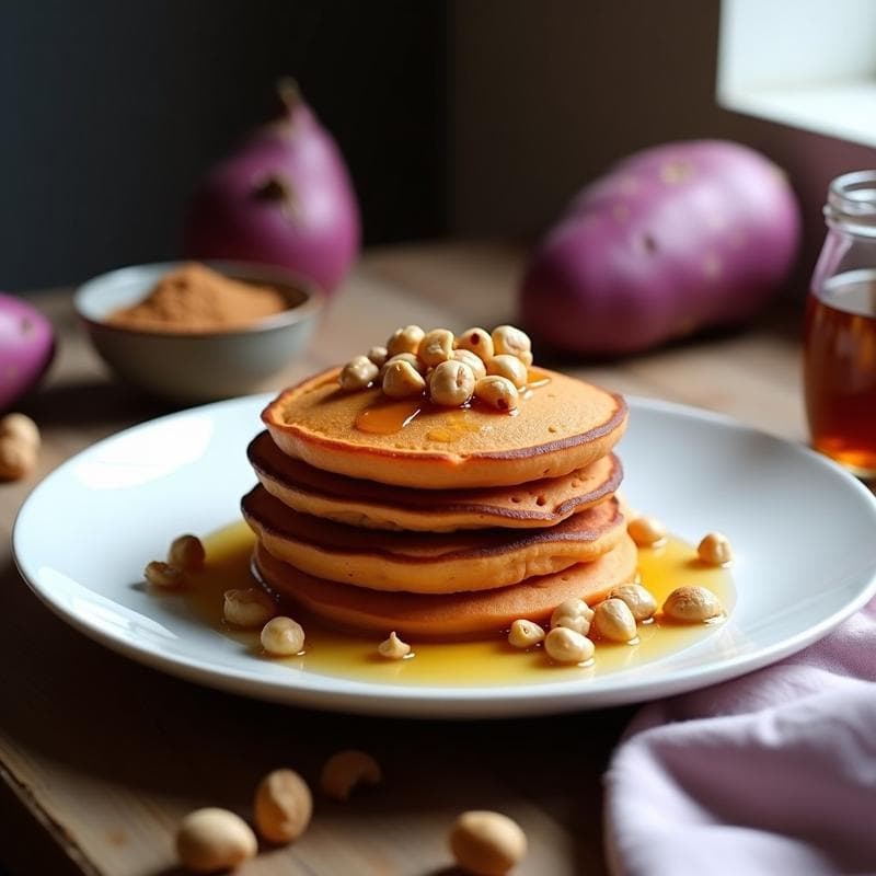 Tortitas de Camote Morado y Avellanas: Desayuno Sin Gluten y Alta en Energía