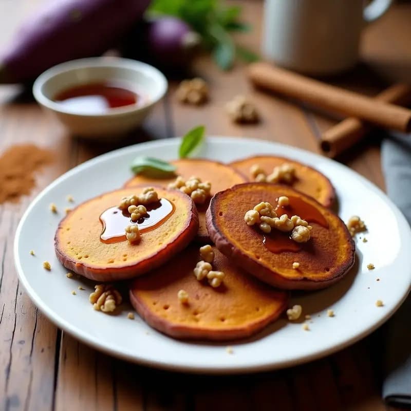 Tortitas de Camote Morado y Linaza: Desayuno Vegano Sin Harina y Antioxidante
