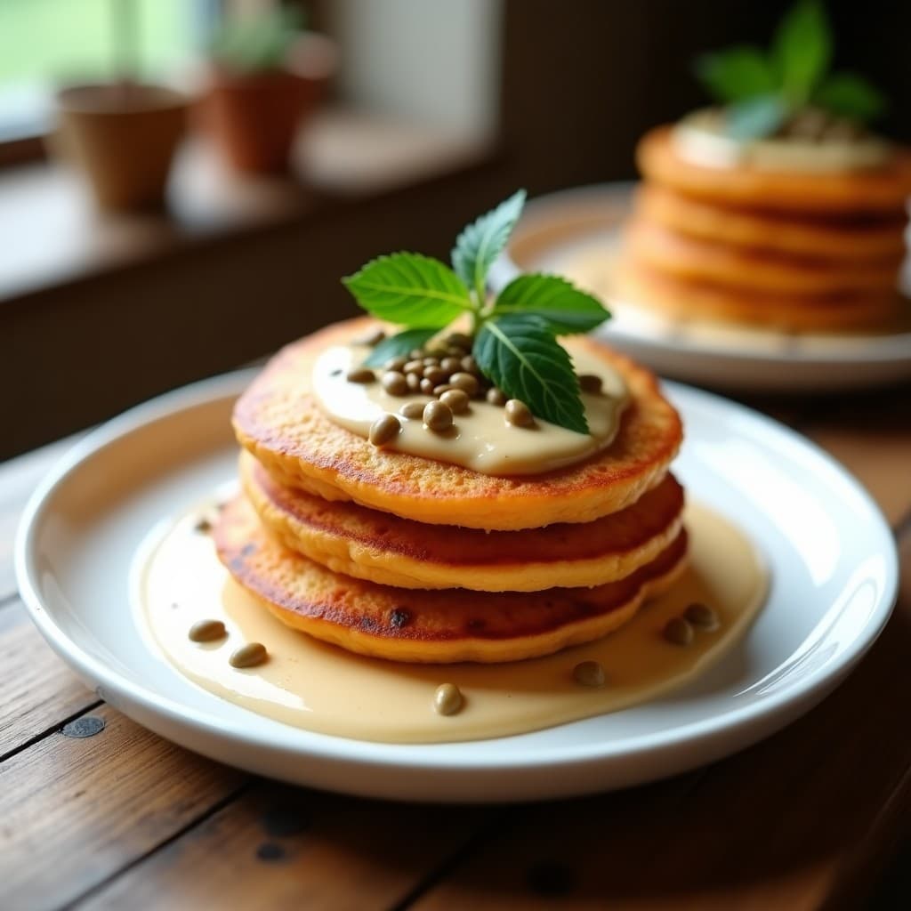 Tortitas de Camote y Semillas de Girasol con Salsa de Tahini: Desayuno Sin Harina