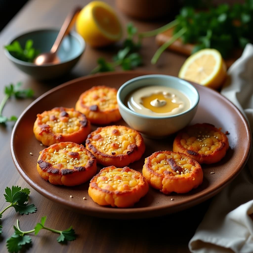 Tortitas de Camote yavnés con Crema de Tahini: Receta de Oriente Medio Sin Gluten