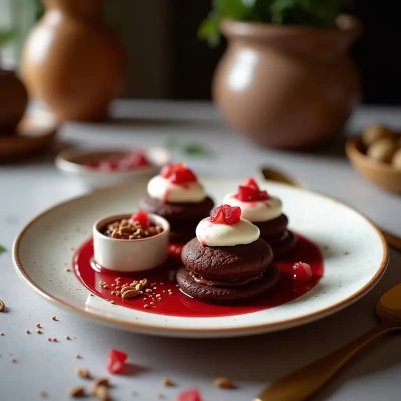 Tortitas de Chocolate con Helado de Vainilla y Salsa de Frambuesas: Desayuno de Rey para Día Especiales