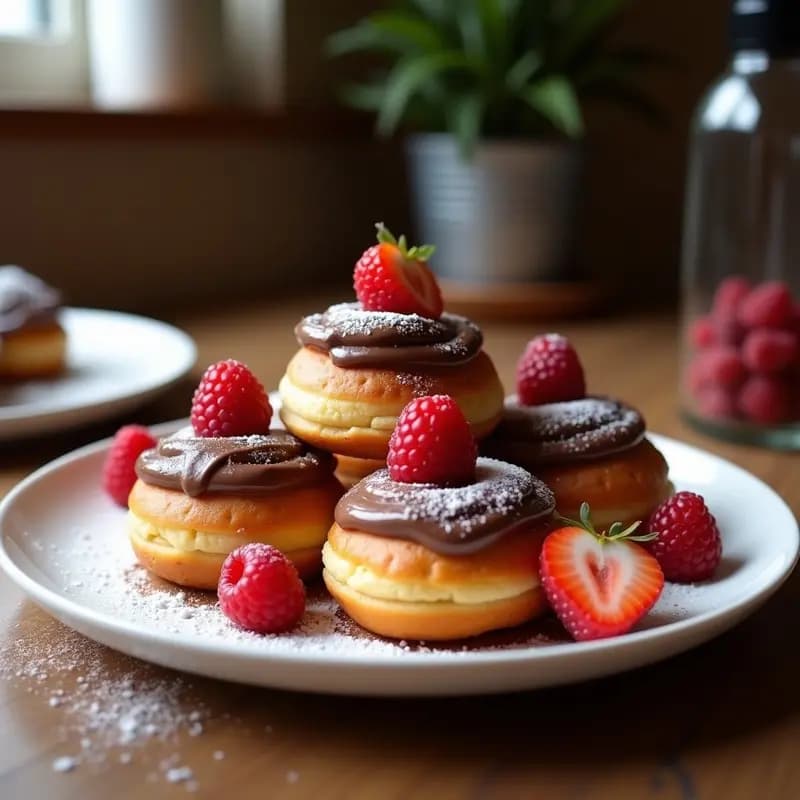 Tortitas de Churros con Nata Montada, Chocolate y Fresas: Desayuno de Rey o Postre Extremo