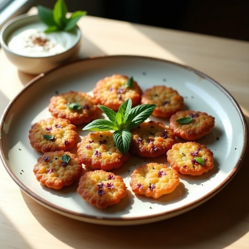 Tortitas de Coliflor y Ajo Negro con Dip de Yogur de Soja: Aperitivo Vegano Crujiente